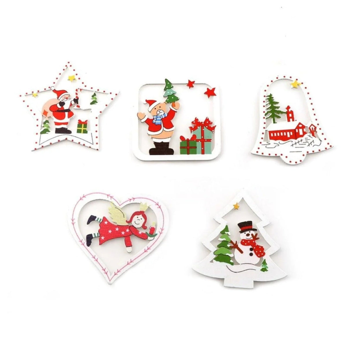 10pcs Wooden DIY Christmas Tree Hanging Ornaments