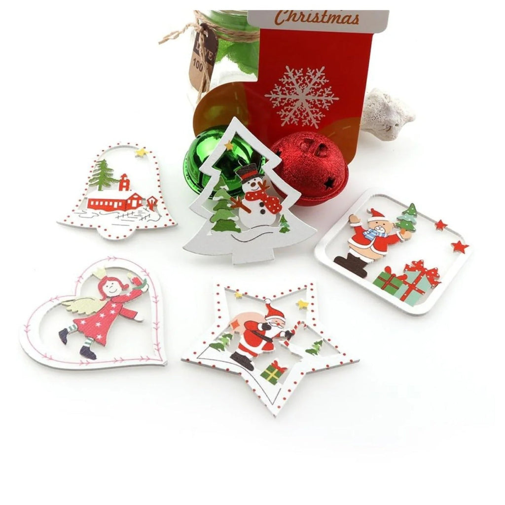 10pcs Wooden DIY Christmas Tree Hanging Ornaments