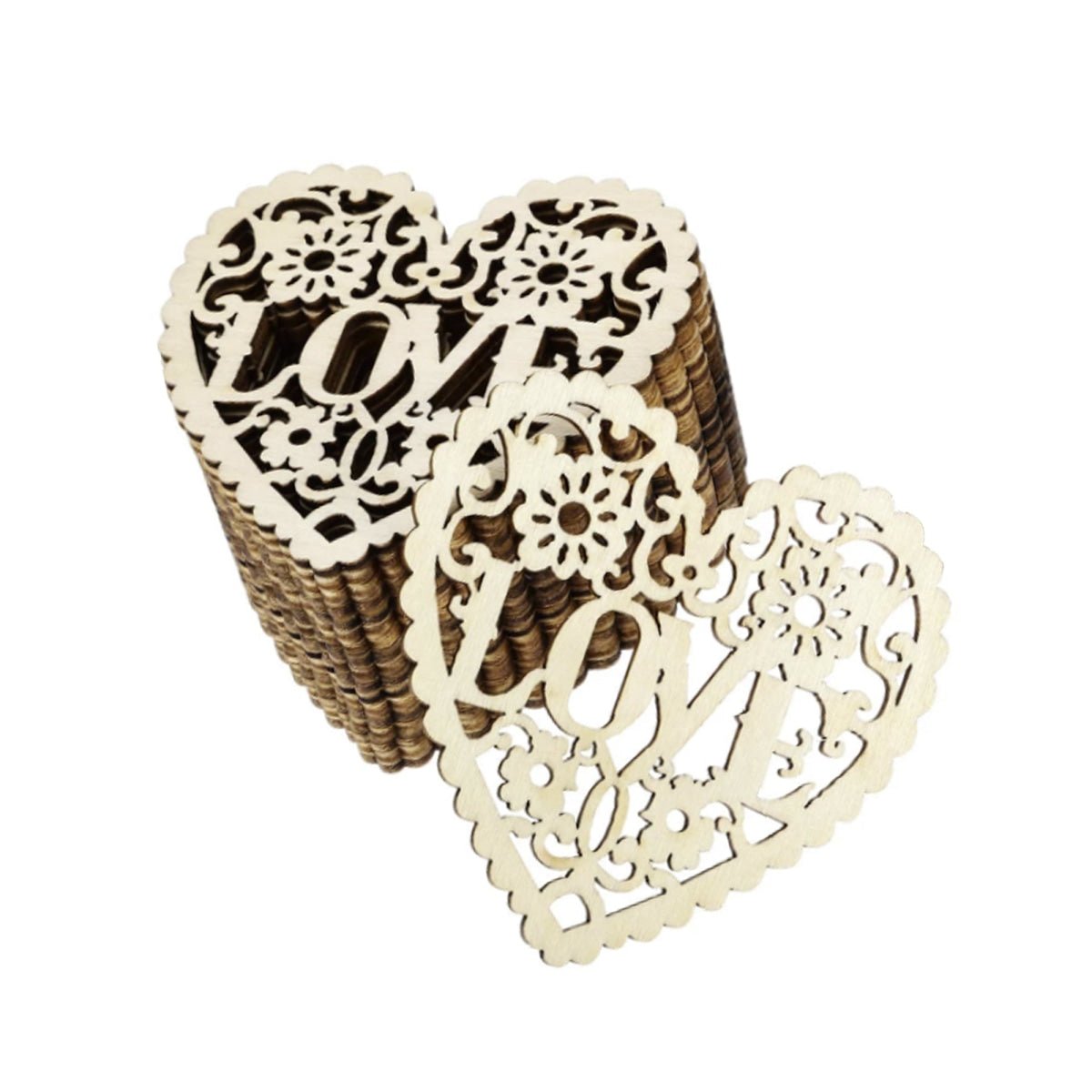 Wooden Hearts Love Theme Laser Cut Forms 80mm