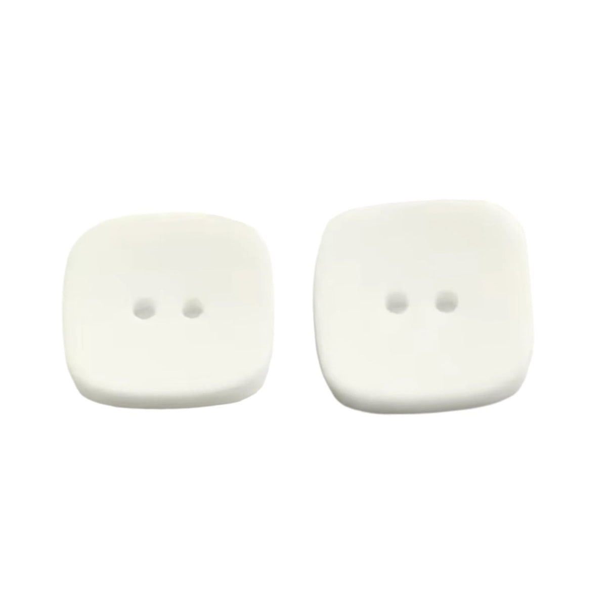 10pcs Square Resin Buttons 15mm & 23mm – White / 15mm, White / 23mm