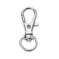30mm Swivel Trigger Clip Keyring – 10 Pack – A silver-colored metal lobster clasp swivel trigger clip snap hook key ring on a white background.