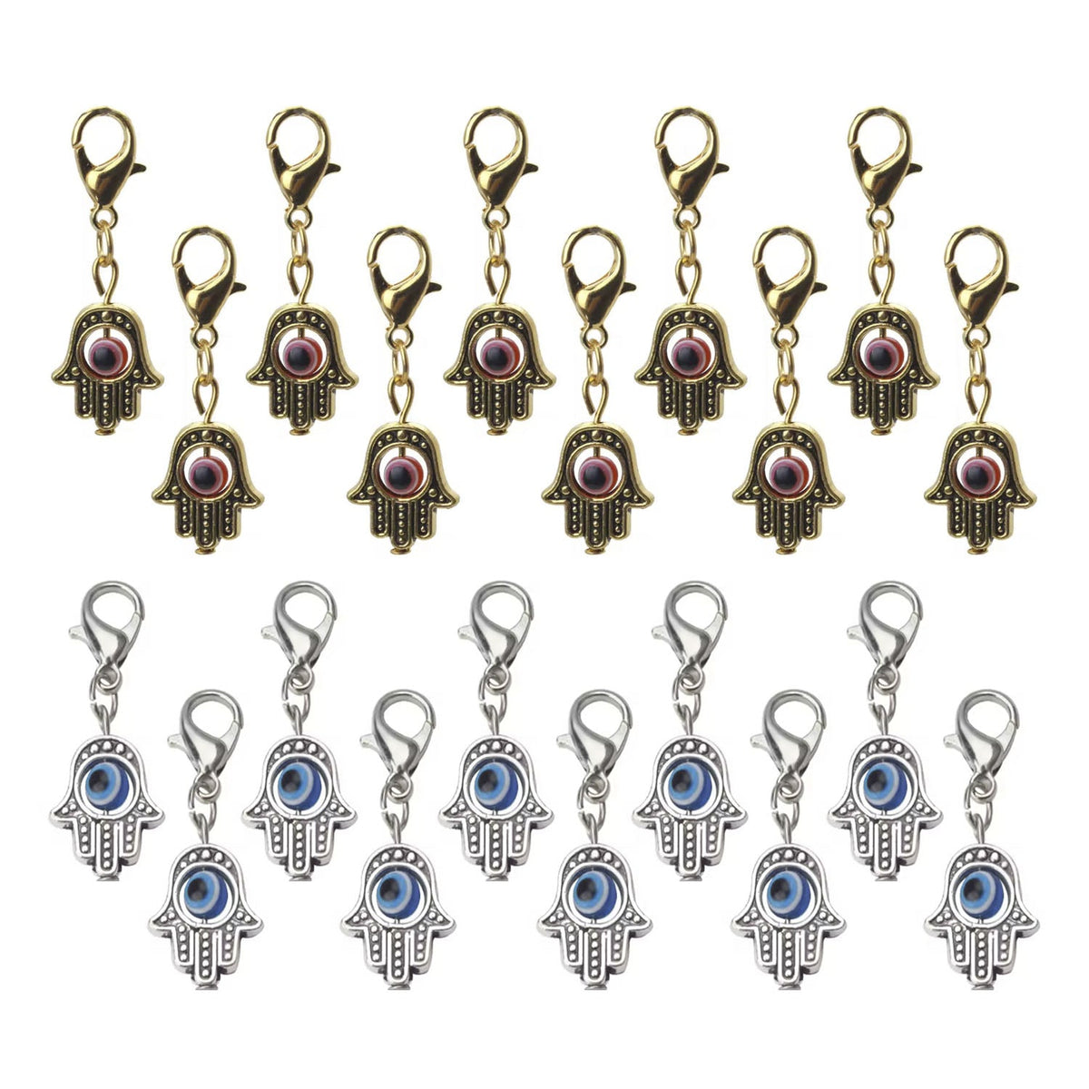 10pcs 35x13mm Hamsa Hand Charms with Lobster Clasp