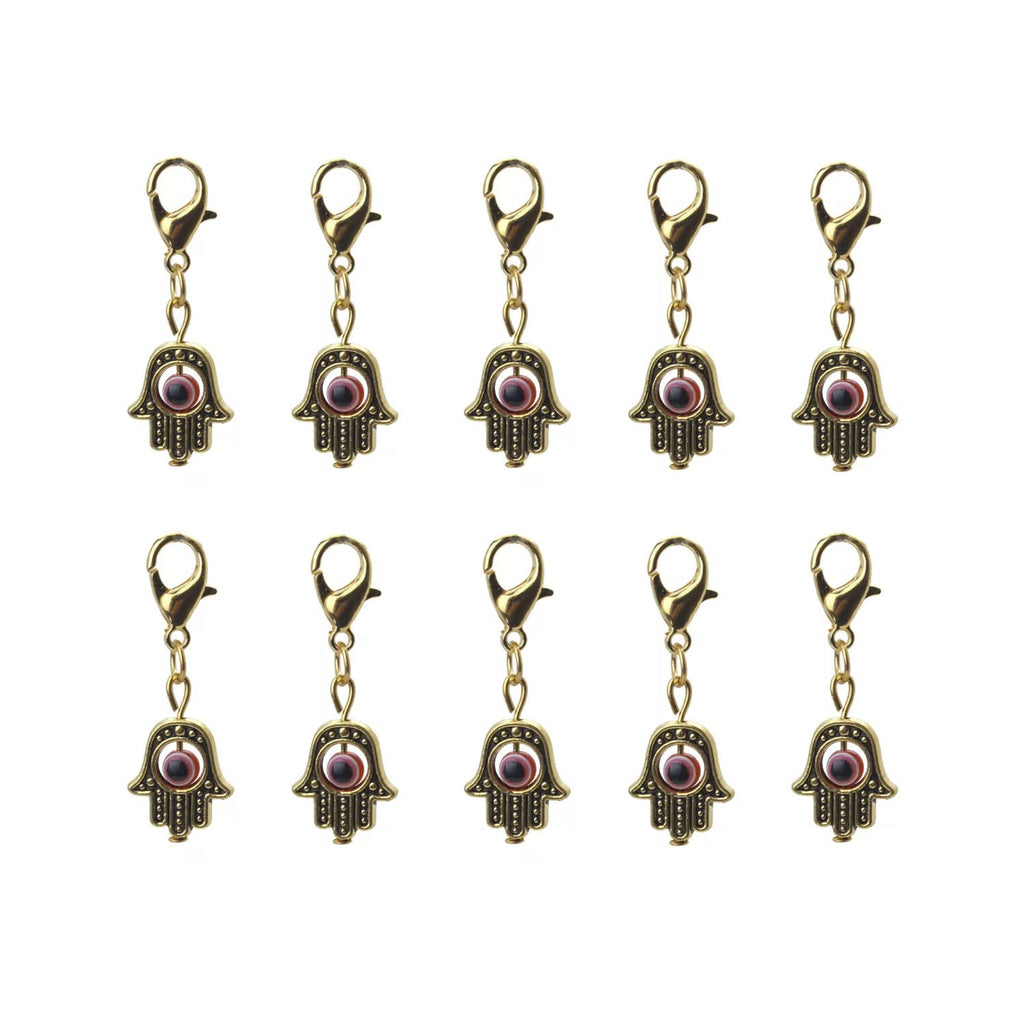 10pcs 35x13mm Hamsa Hand Charms with Lobster Clasp