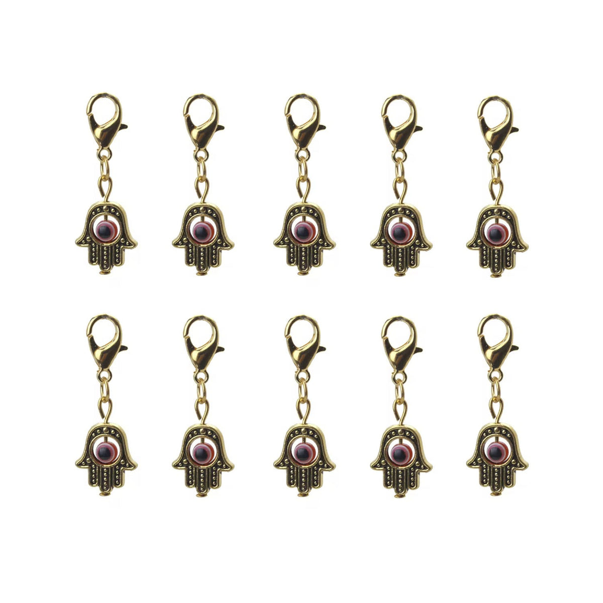 10pcs 35x13mm Hamsa Hand Charms with Lobster Clasp