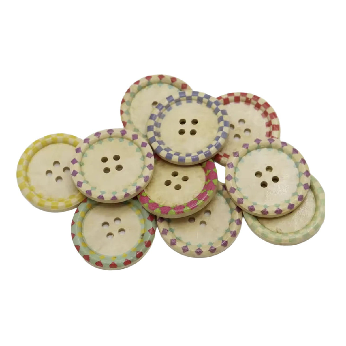 40mm Natural Round 4-Hole Wood Buttons – Pack of 10