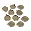 Cabochon Bases 14mm ID Antique Bronze – 10 pcs – Bronze 14mm Single Hole