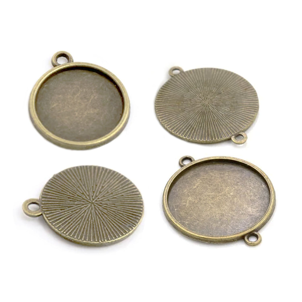 Cabochon Bases 14mm ID Antique Bronze – 10 pcs – Bronze 14mm Single or Double Hole