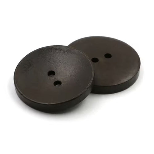 10 Concave Round Wooden 15mm Buttons – Dark Brown