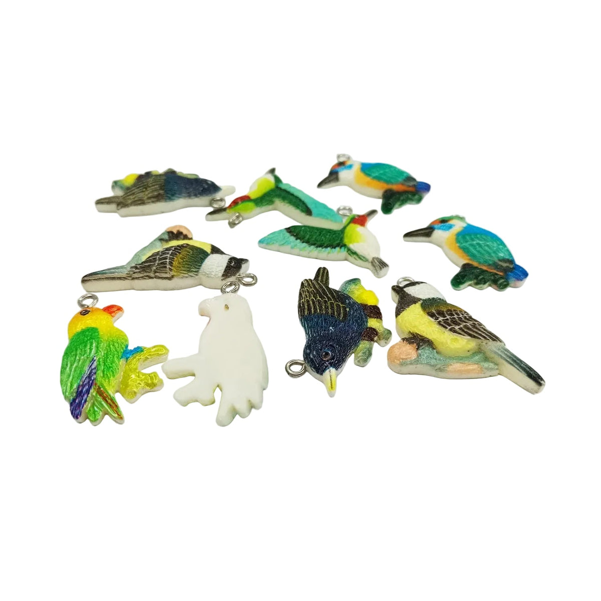 10 Resin Bird Figurine Charms 34mm Flatback Findings