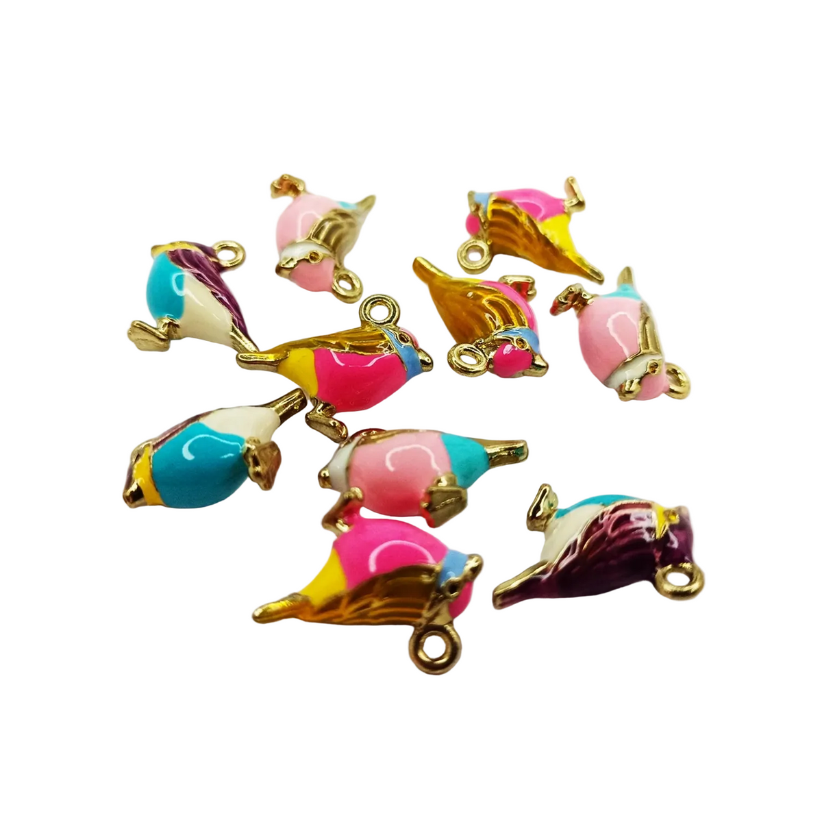 10pcs Bird Figurine Charms 17mm Metal Wings Necklace Pendant – Mixed