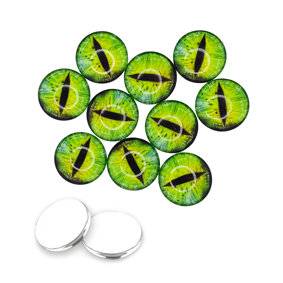 Green Cat Eye Glass Cabochon Eyes – 10pcs Assorted Sizes – Yellow Green / Glass 10mm, Yellow Green / Glass 12mm, Yellow Green / Glass 14mm, Yellow Green / Glass 16mm, Yellow Green / Glass 18mm, Yellow Green / Glass 20mm, Yellow Green / Glass 22mm