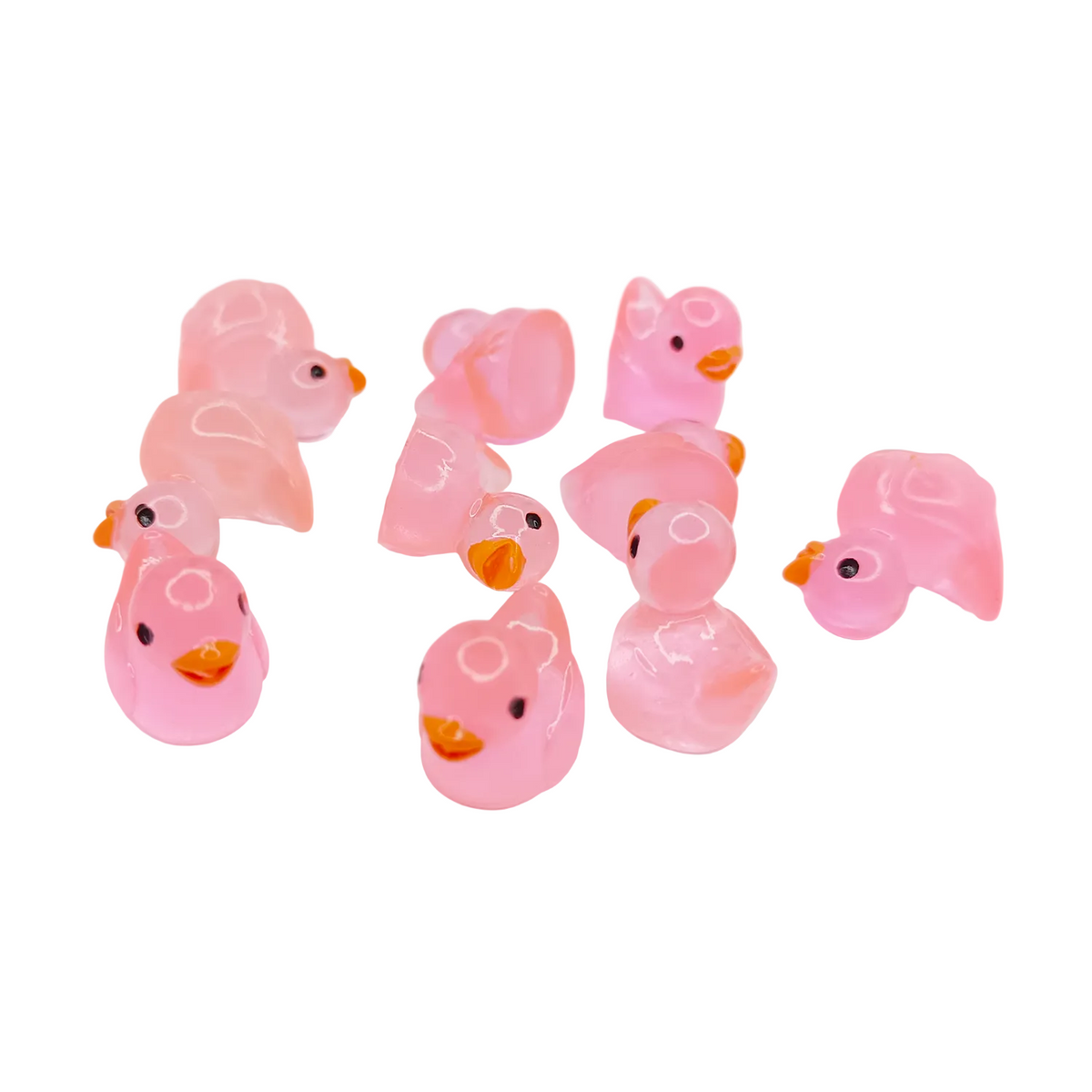 10 Miniature Glow-in-the-Dark Garden Ducks – Yellow Glowing Pink Ducks