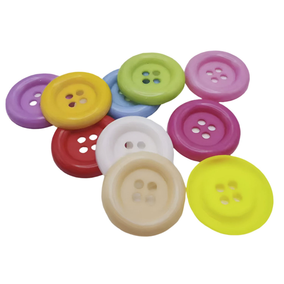 10 Mixed 48mm Large Plastic Round 4-Hole Buttons