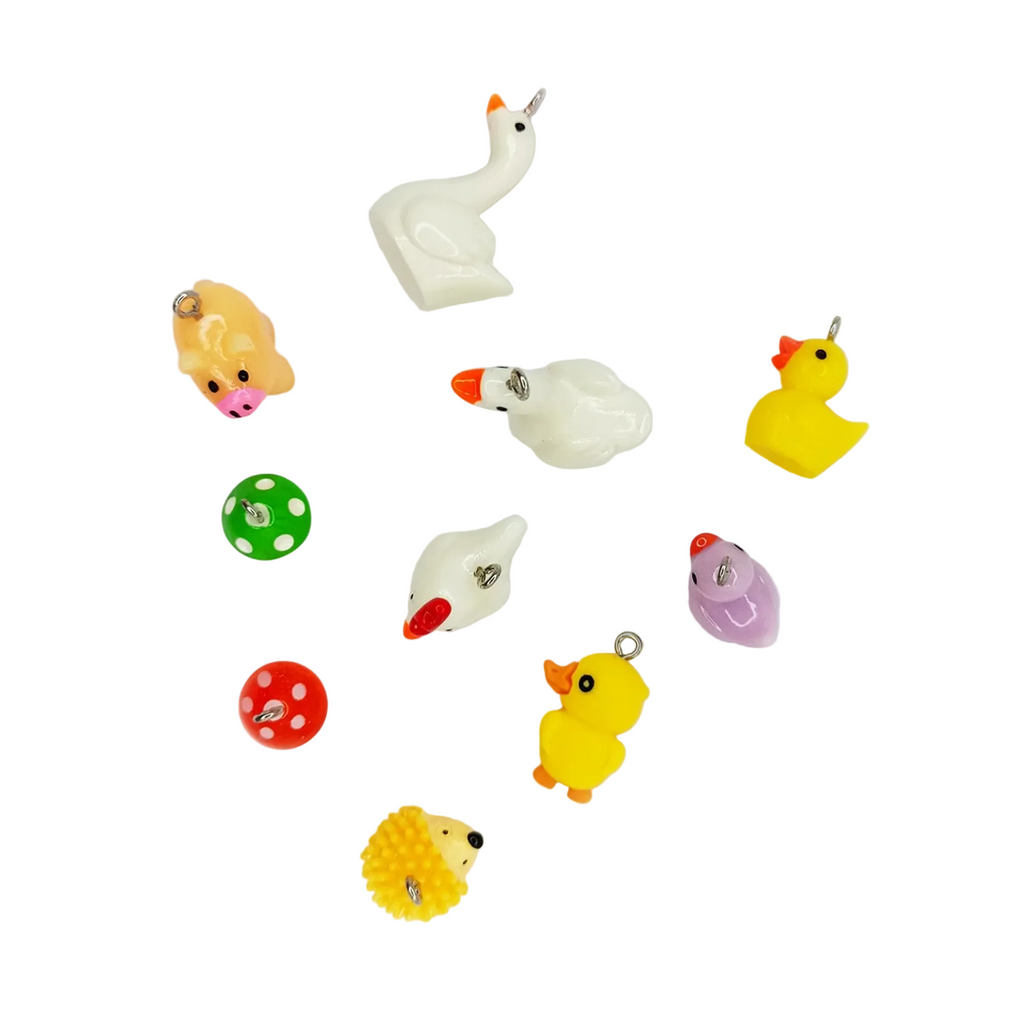 Miniature Garden Animal Charms with Loop Pendant – 10pcs