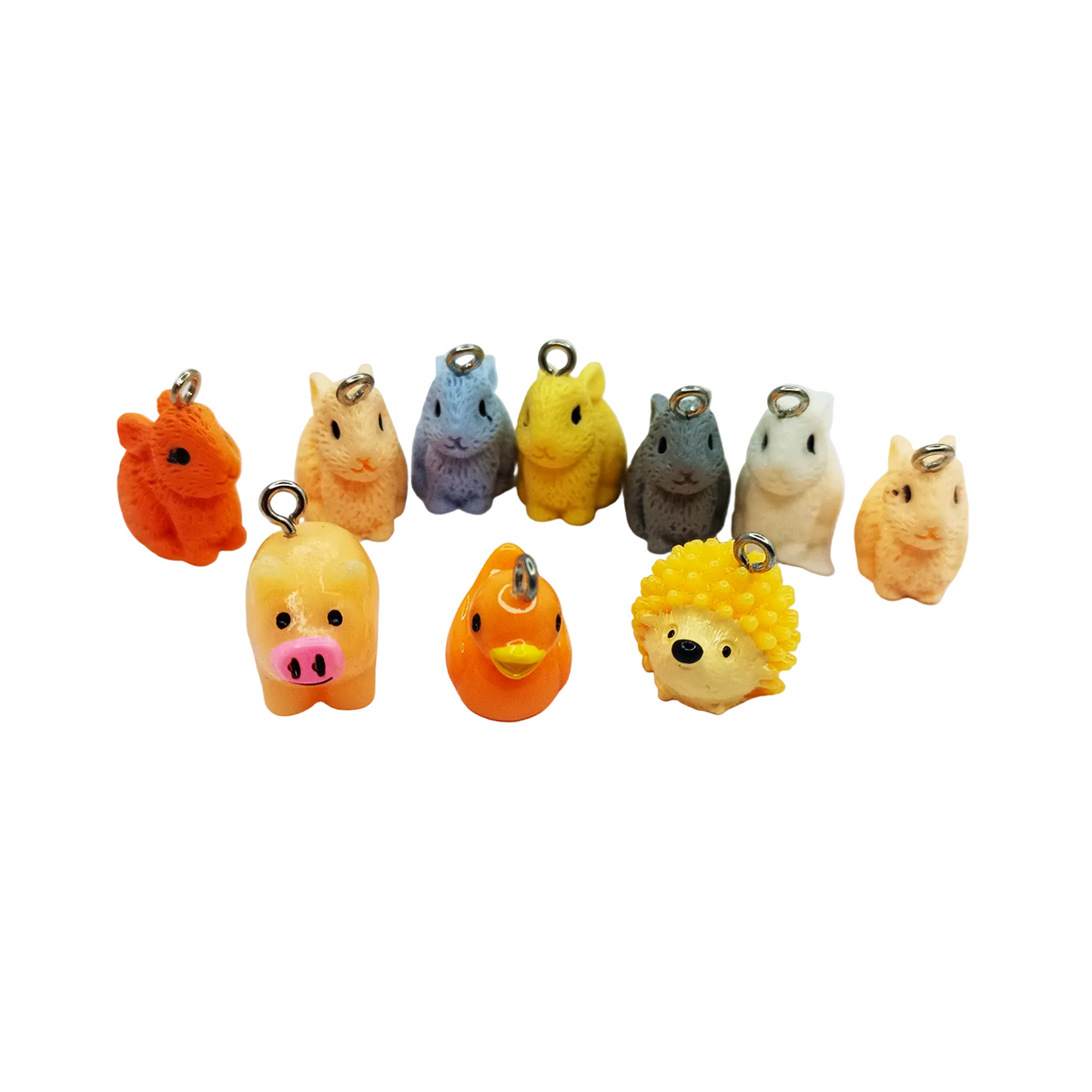 Miniature Garden Animal Charms with Loop Pendant – 10pcs – Mixed Set 1 - Rabbits & Other