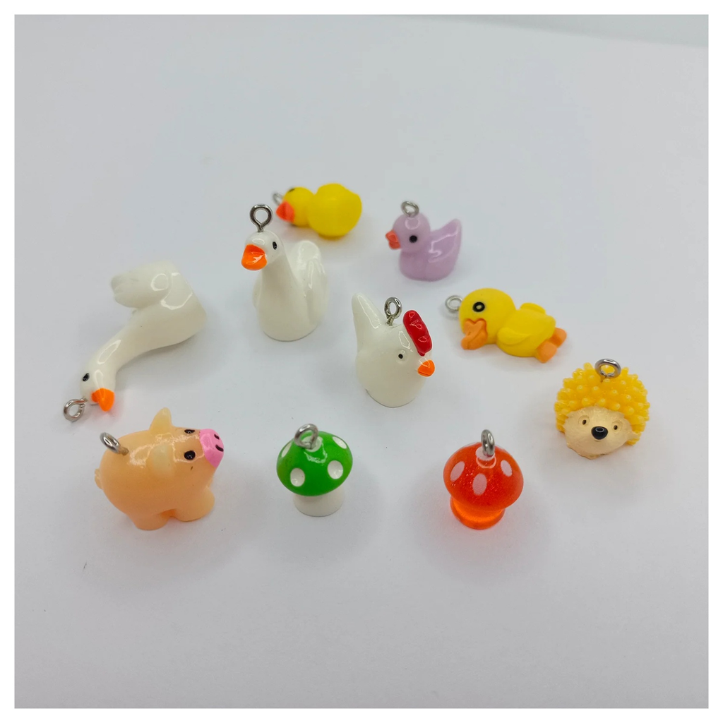 Miniature Garden Animal Charms with Loop Pendant – 10pcs