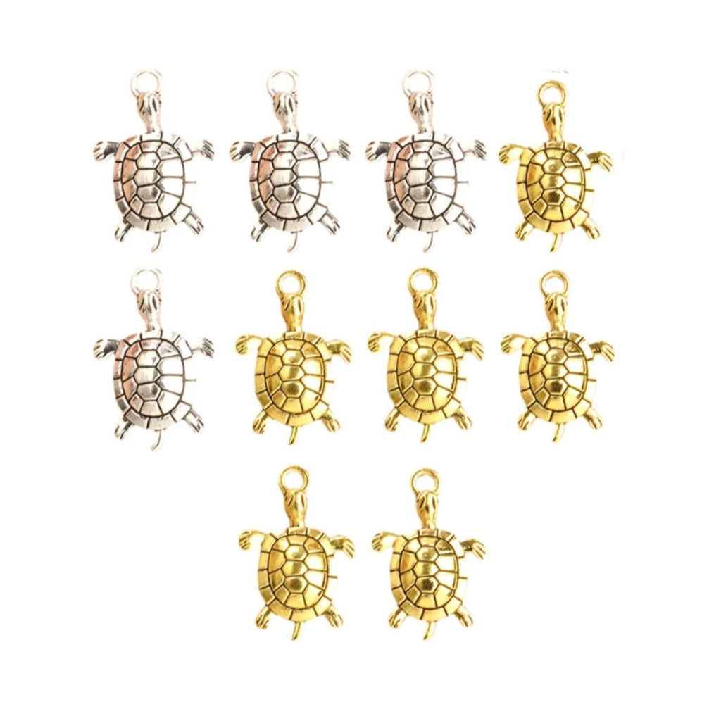 10 Retro Turtle Shape Alloy Charms for DIY Jewellery