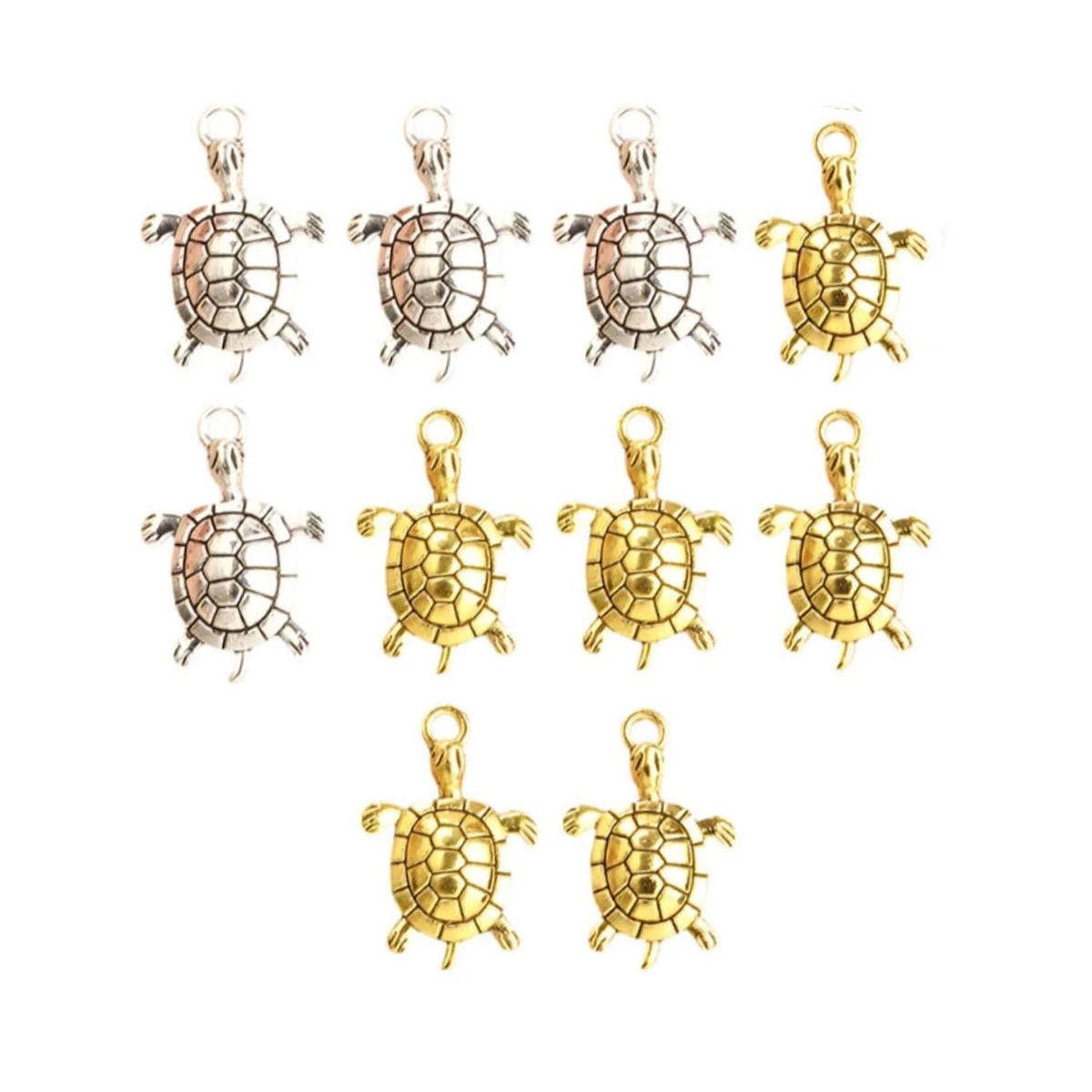 10 Retro Turtle Shape Alloy Charms for DIY Jewellery