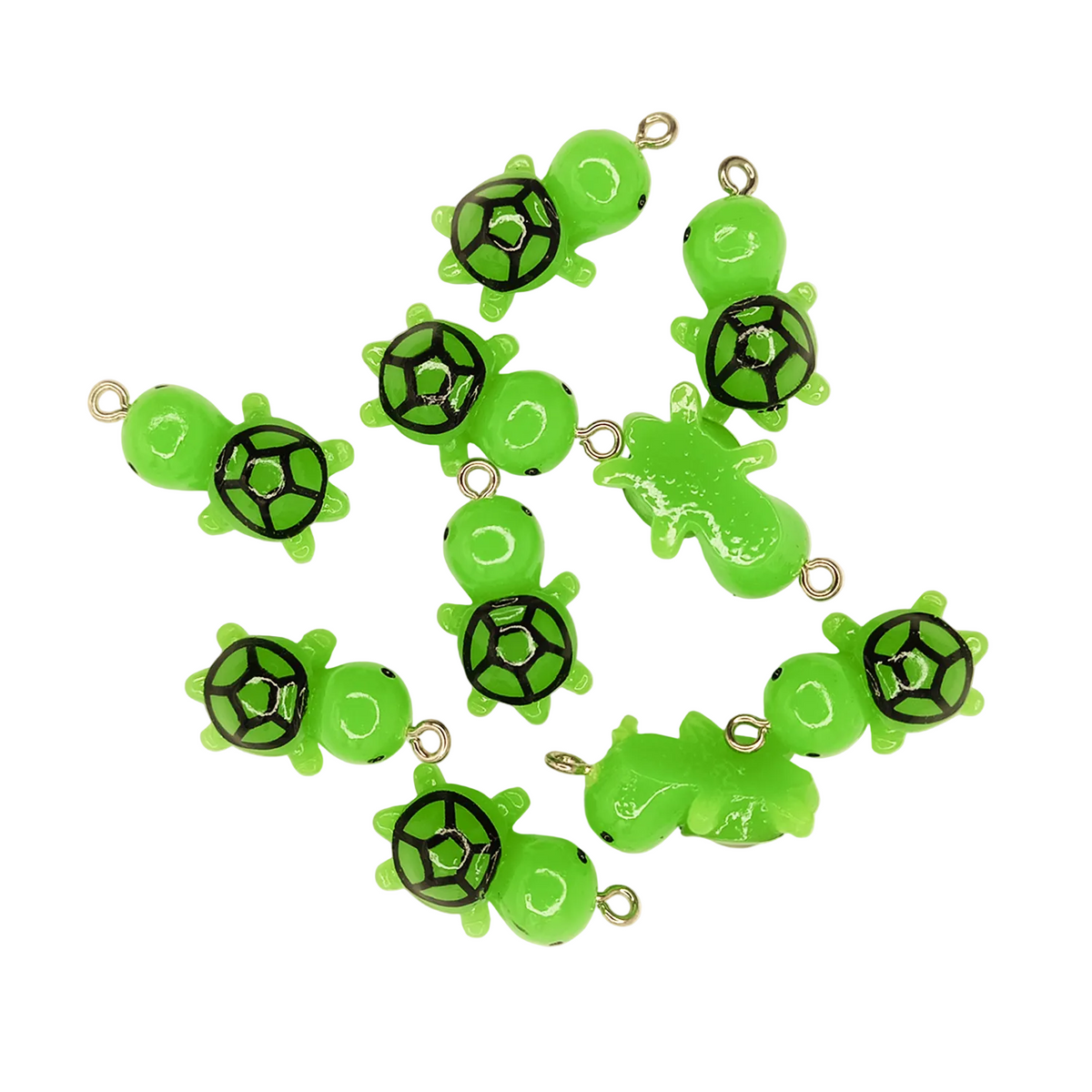 Tortoise Turtle Resin Charms 27mm Keychain Pendant – Green with Black Shell / 5pcs, Green with Black Shell / 10pcs