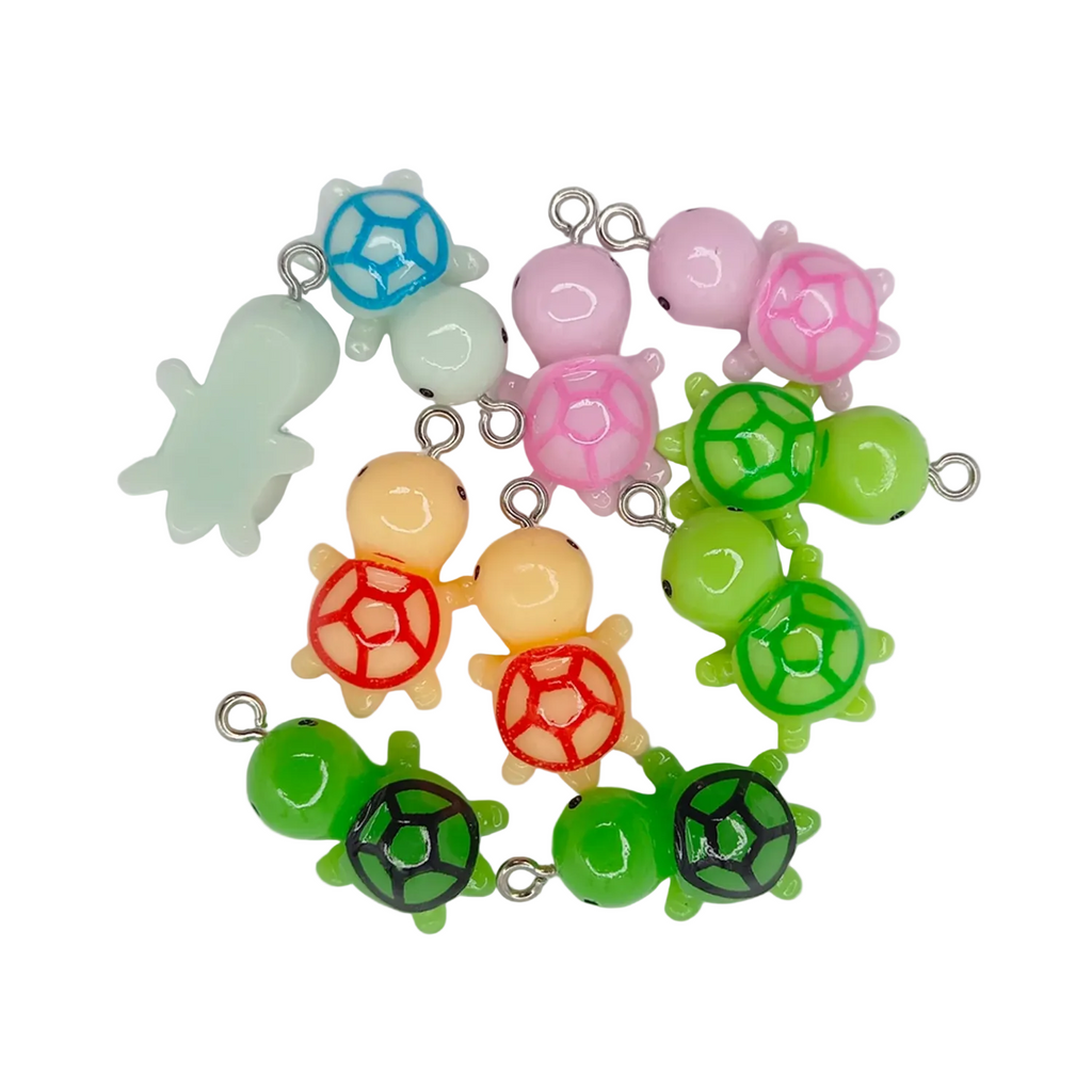 Tortoise Turtle Resin Charms 27mm Keychain Pendant – A collection of colorful turtle-shaped resin charms intended for use as keychains or jewelry findings.