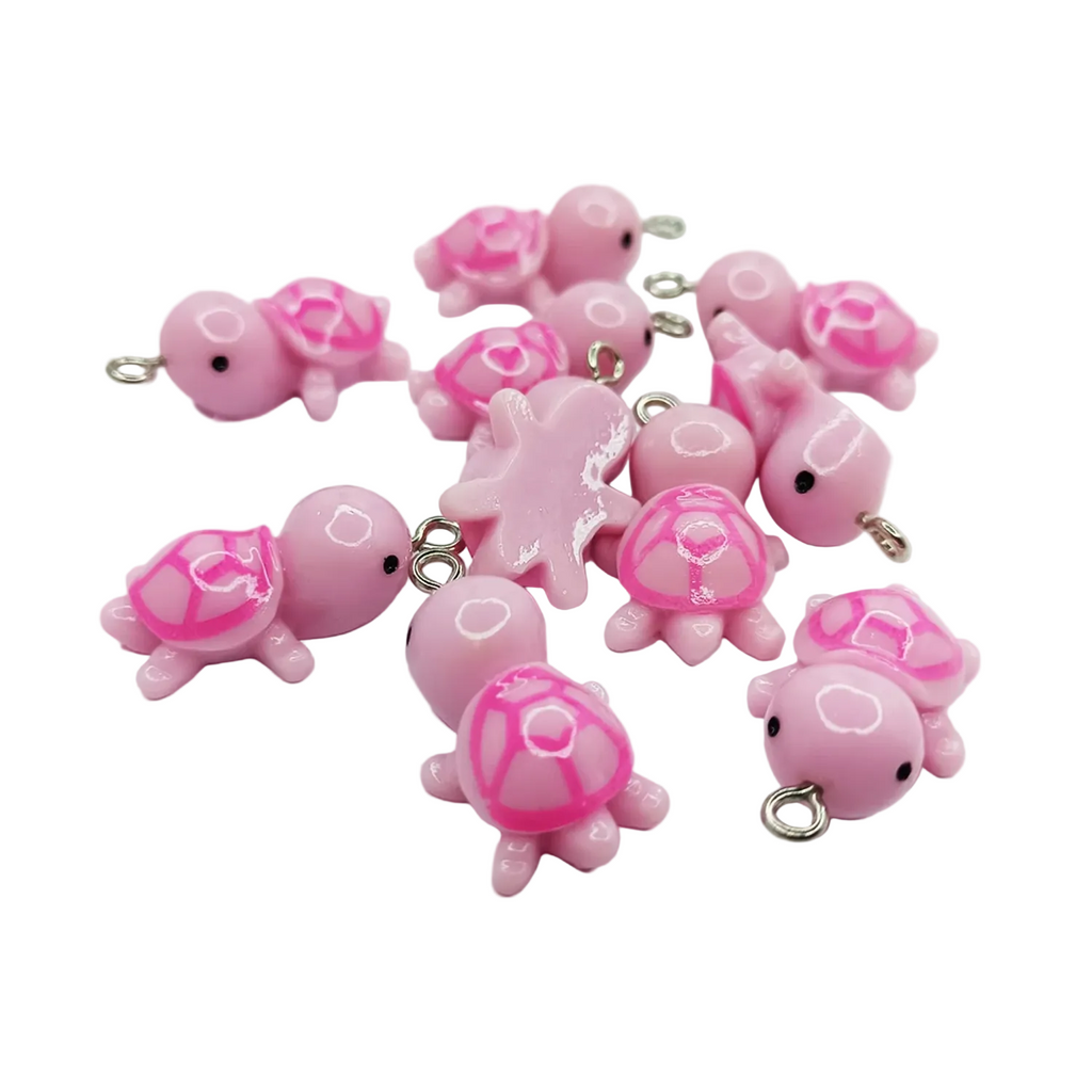 Tortoise Turtle Resin Charms 27mm Keychain Pendant – Pink / 5pcs, Pink / 10pcs