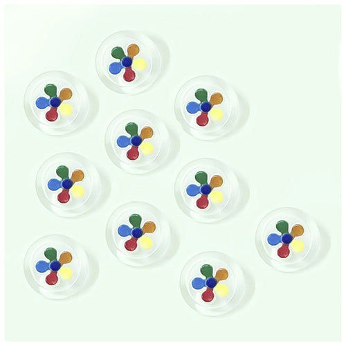 10 Transparent Flower Buttons 18mm Round Plastic Shank