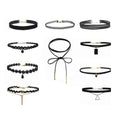 10 Velvet Neck Choker Necklaces Black Love Heart Star