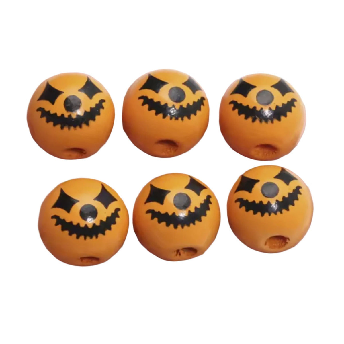 15mm Halloween Pumpkin Wooden Spacer Beads – 10 Pack