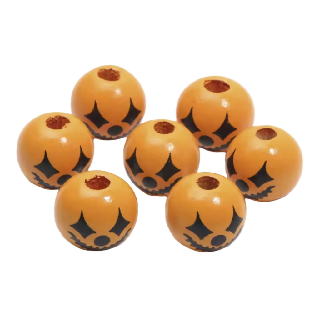 15mm Halloween Pumpkin Wooden Spacer Beads – 10 Pack