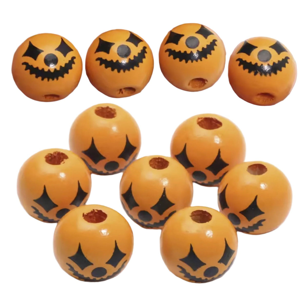 15mm Halloween Pumpkin Wooden Spacer Beads – 10 Pack
