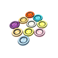 10pcs 15mm Round Resin Buttons – A group of ten colorful two-hole resin buttons arranged in a loose circle on a white background.