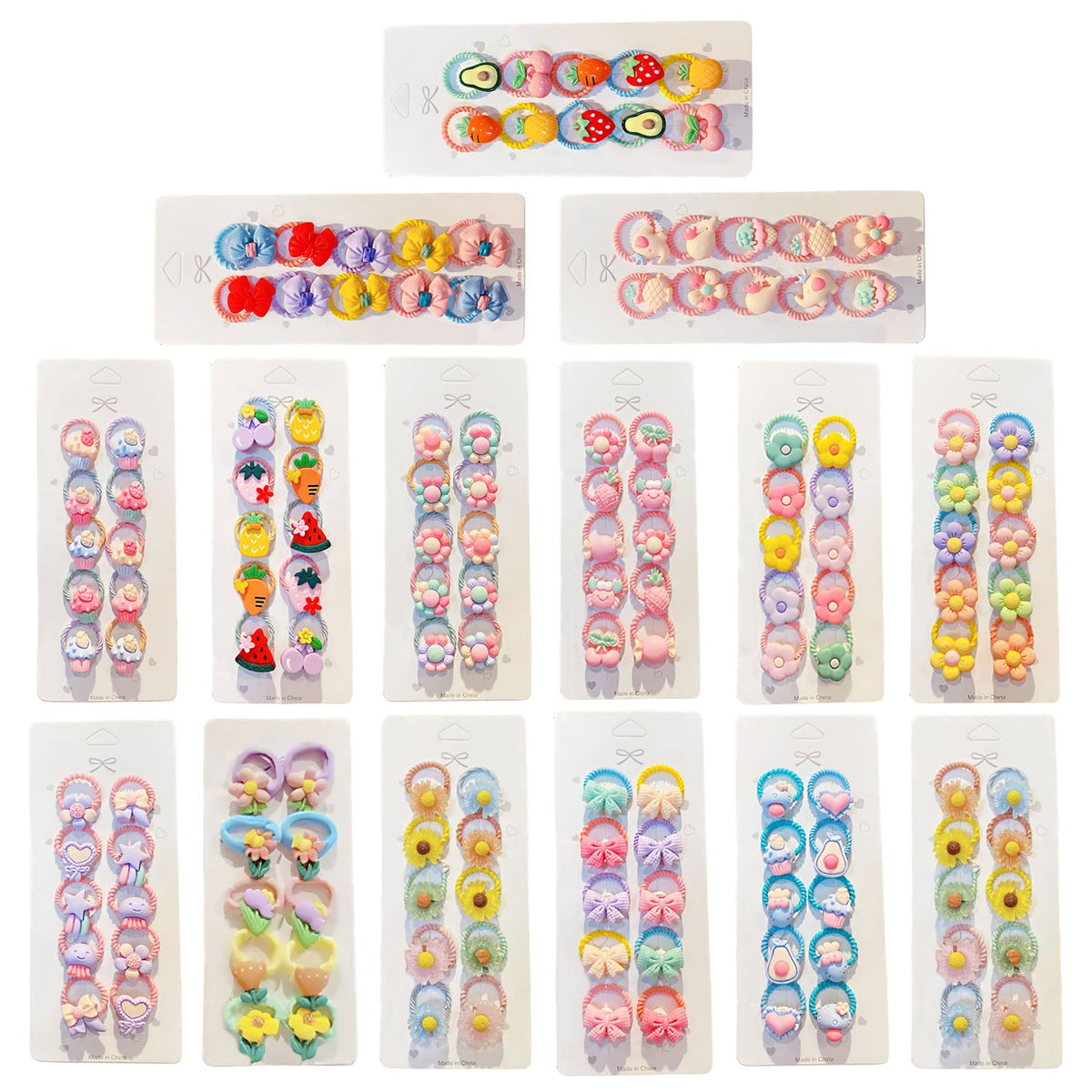 10pcs Girls Small Elastic Hair Bands – Flower Designs