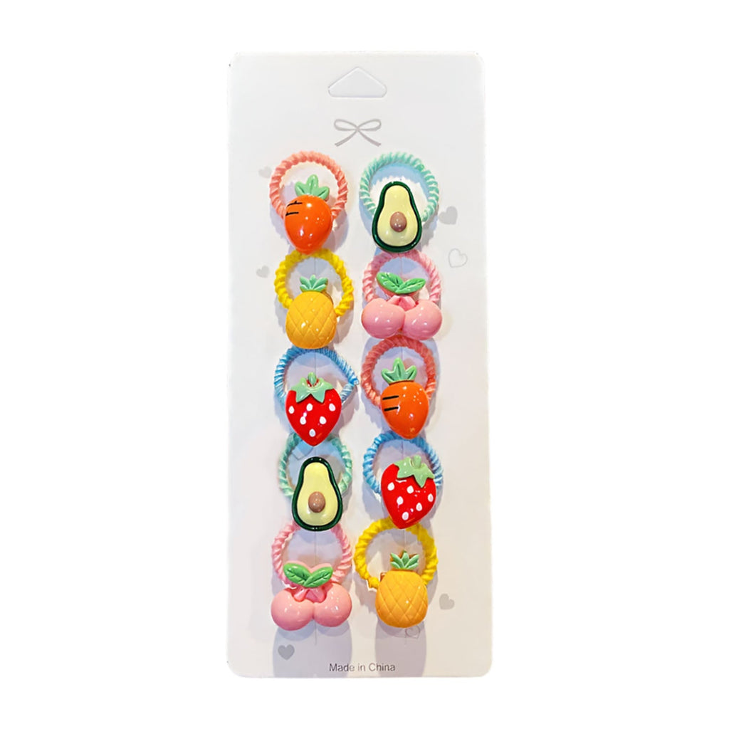 10pcs Girls Small Elastic Hair Bands – Flower Designs