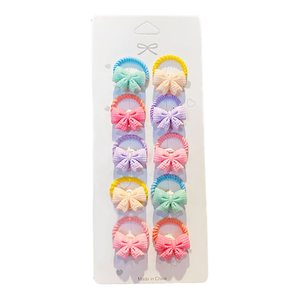 10pcs Girls Small Elastic Hair Bands – Flower Designs