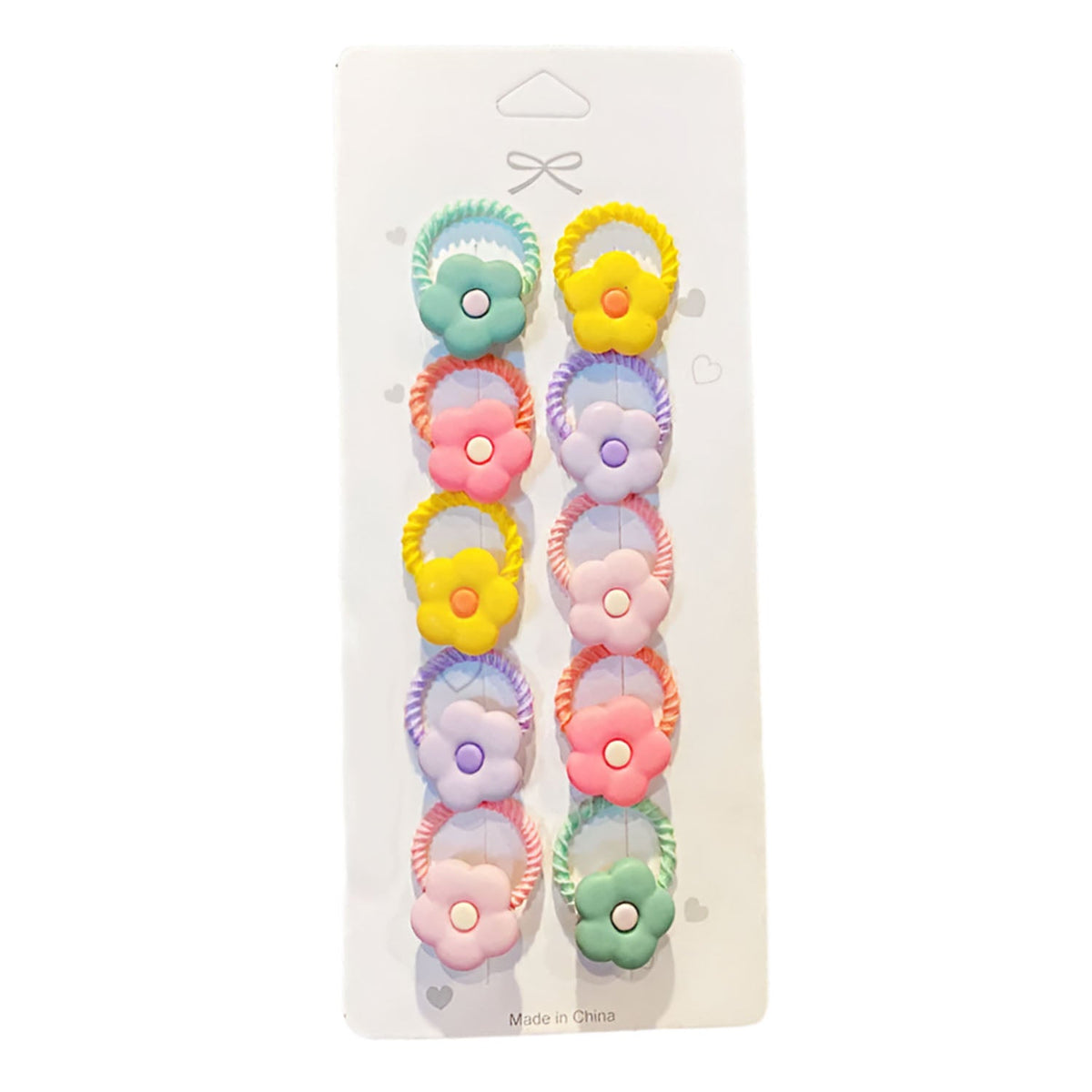 10pcs Girls Small Elastic Hair Bands – Flower Designs – Flowers Simple