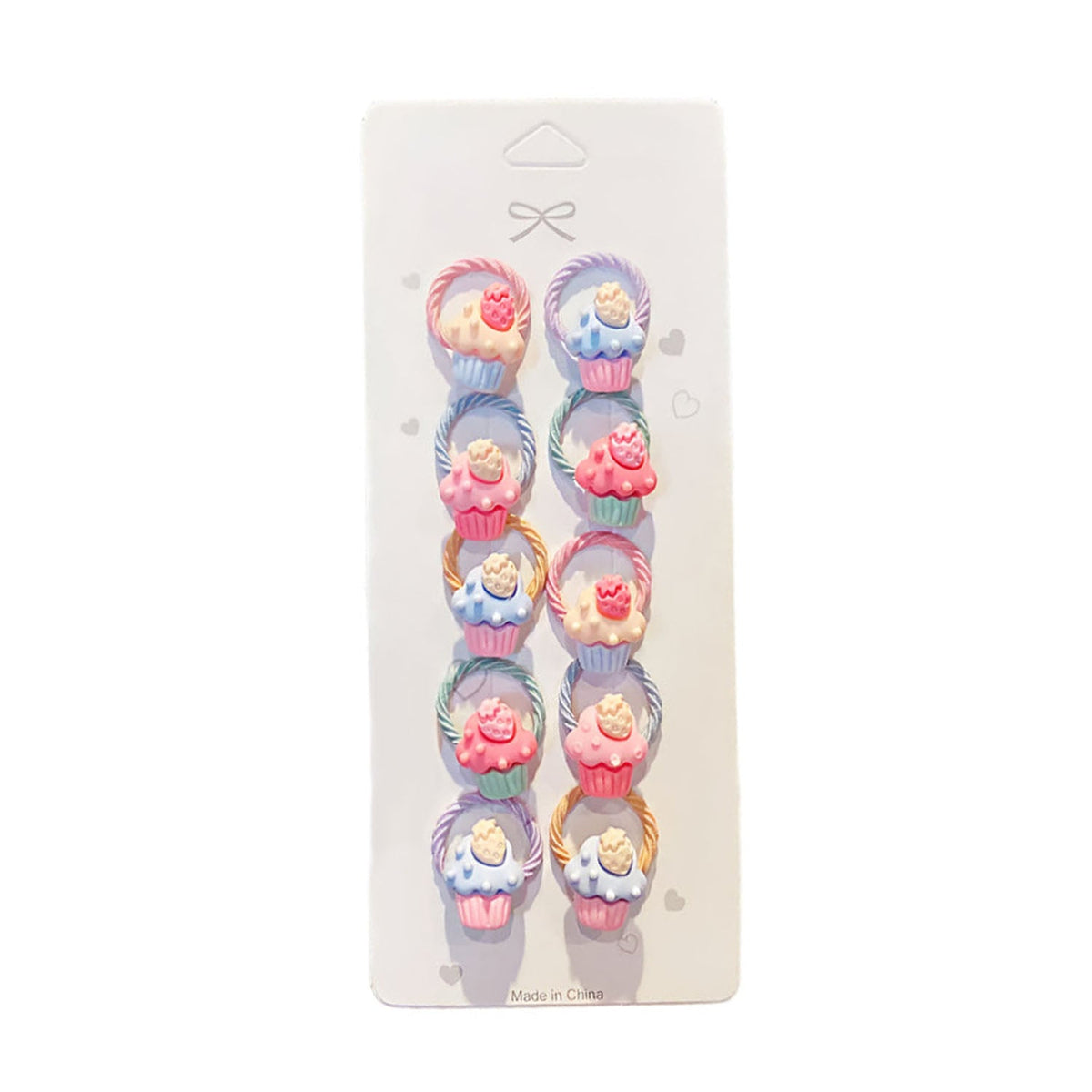 10pcs Girls Small Elastic Hair Bands – Flower Designs – Pastel Cakes