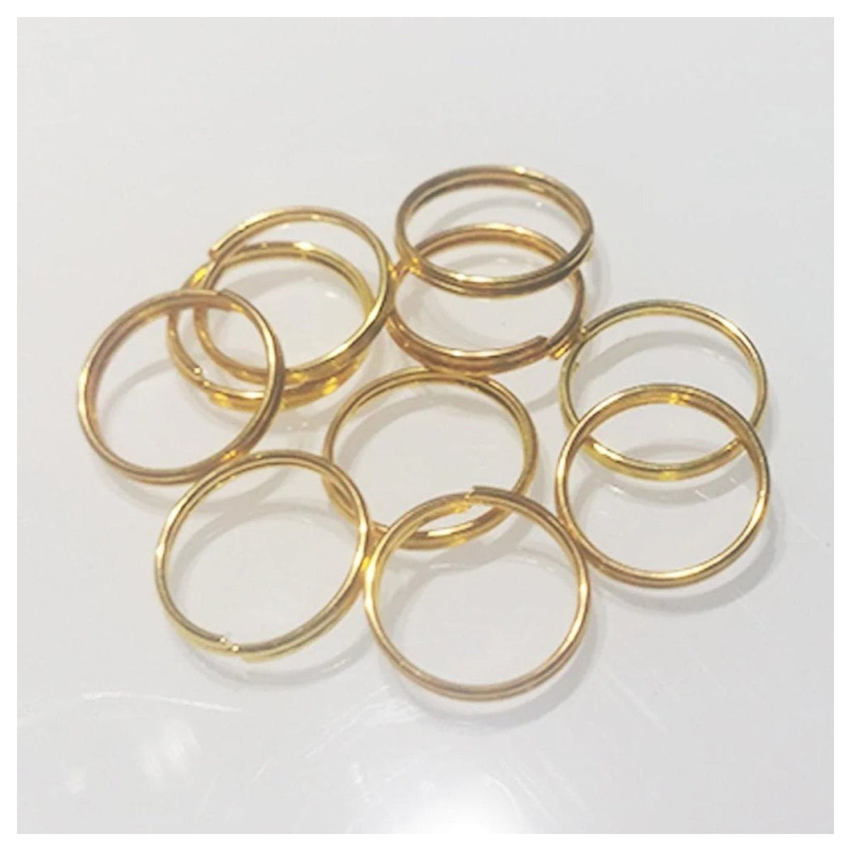 10mm Gold Split Key Rings 10 Pack Double Loop