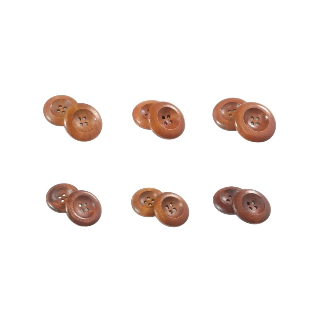 10x 25-35mm 4 Hole Beveled Wooden Buttons