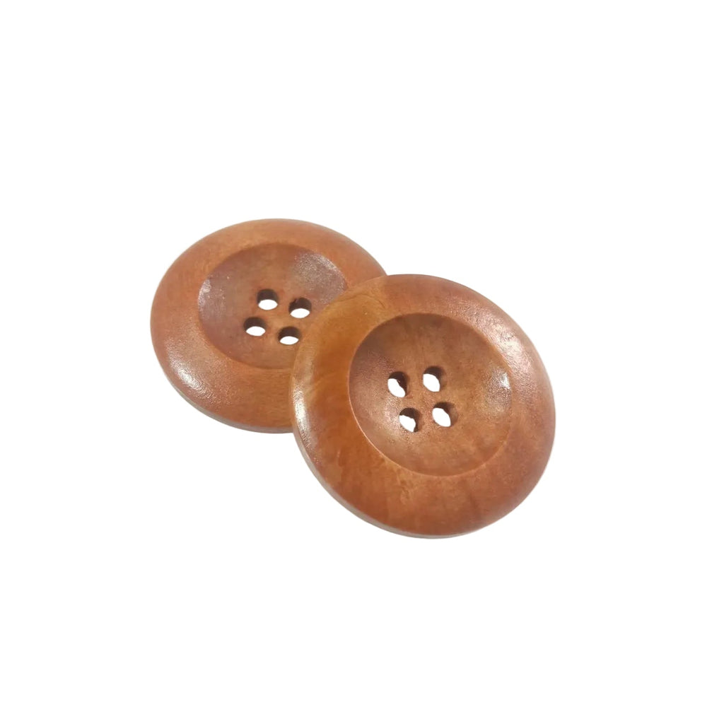 10x 25-35mm 4 Hole Beveled Wooden Buttons – 30mm Brown 1