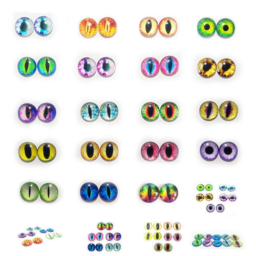 10 Glass Eyes 6-12mm Assorted Animal Dome Eyes
