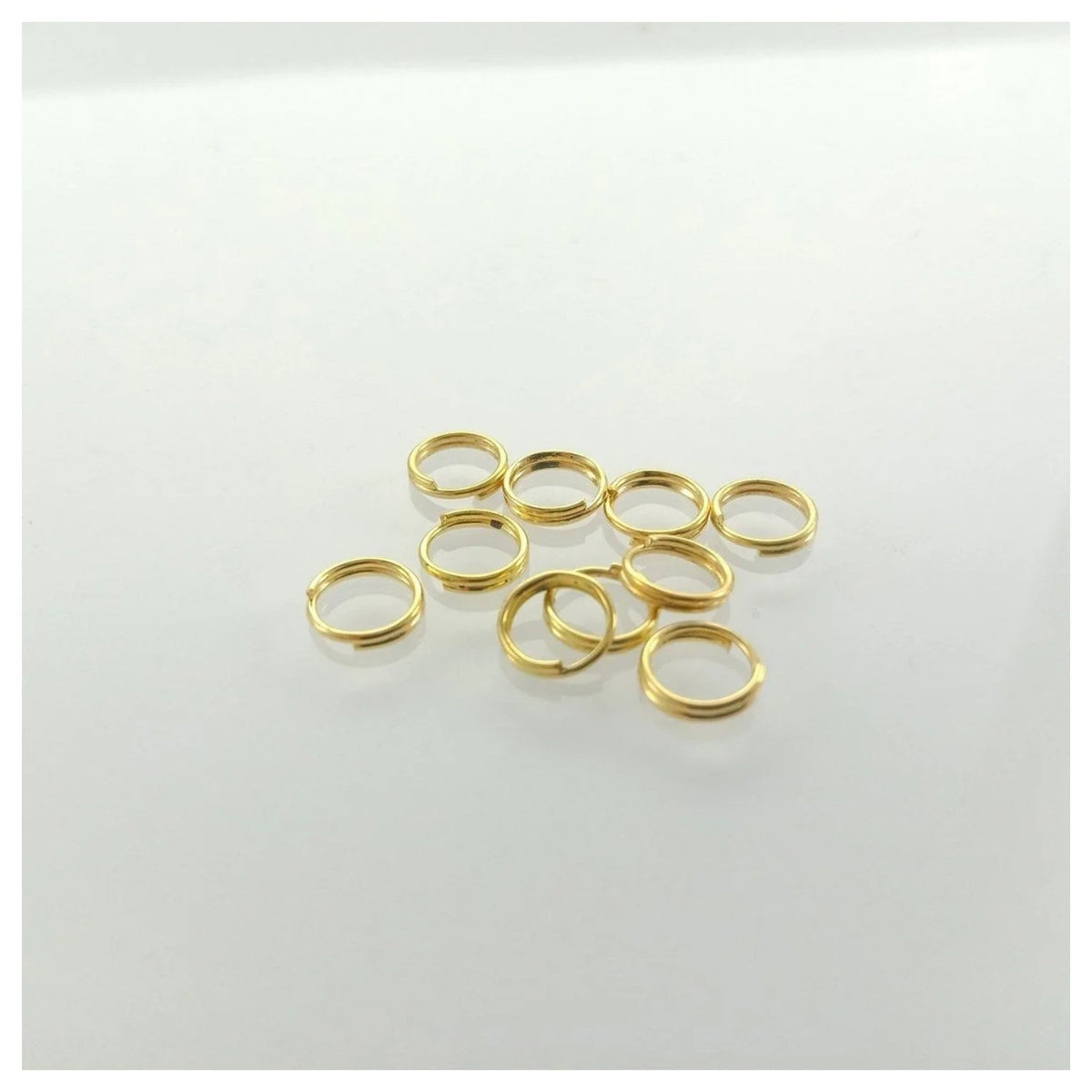 10x 6mm Gold Split Key Rings Double Loop