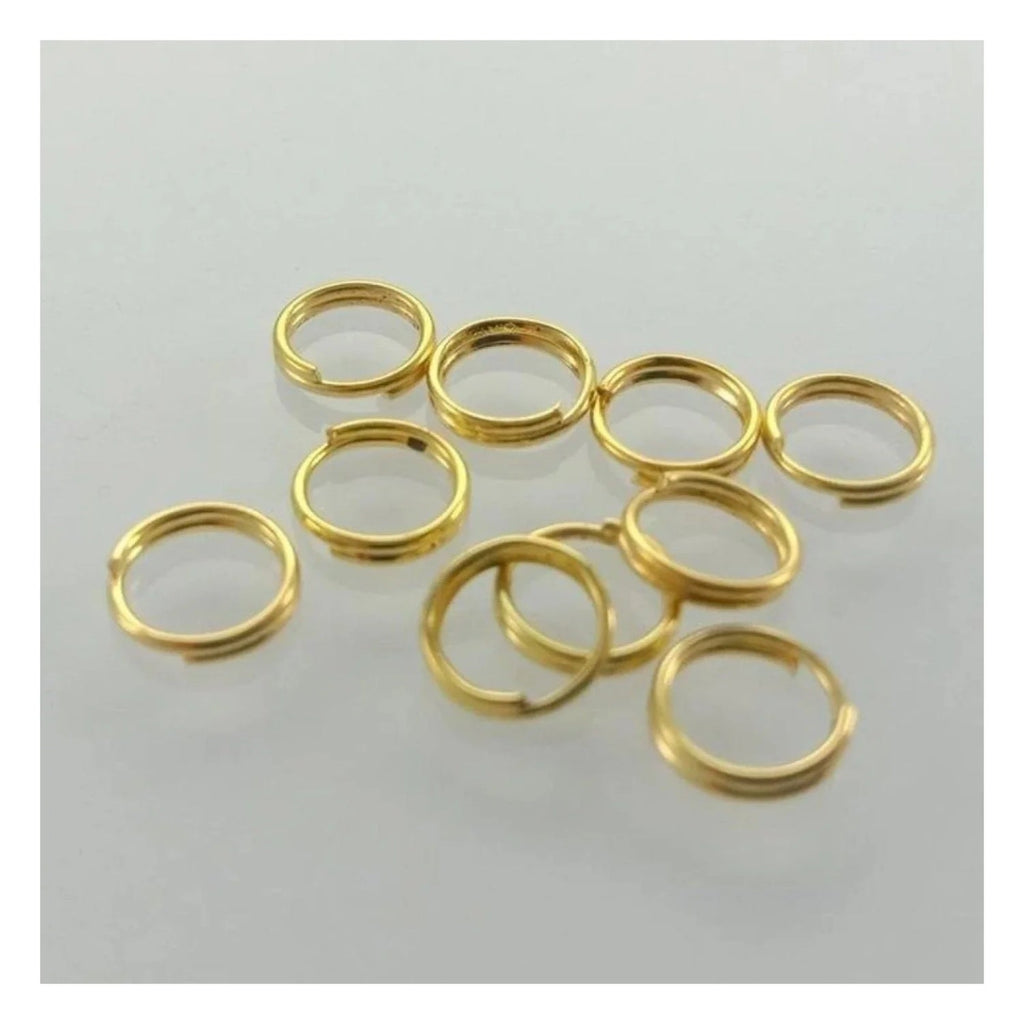 10x 6mm Gold Split Key Rings Double Loop