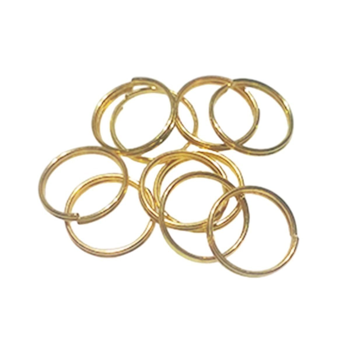 10 x 8mm Gold Split Key Rings Small Double Loop