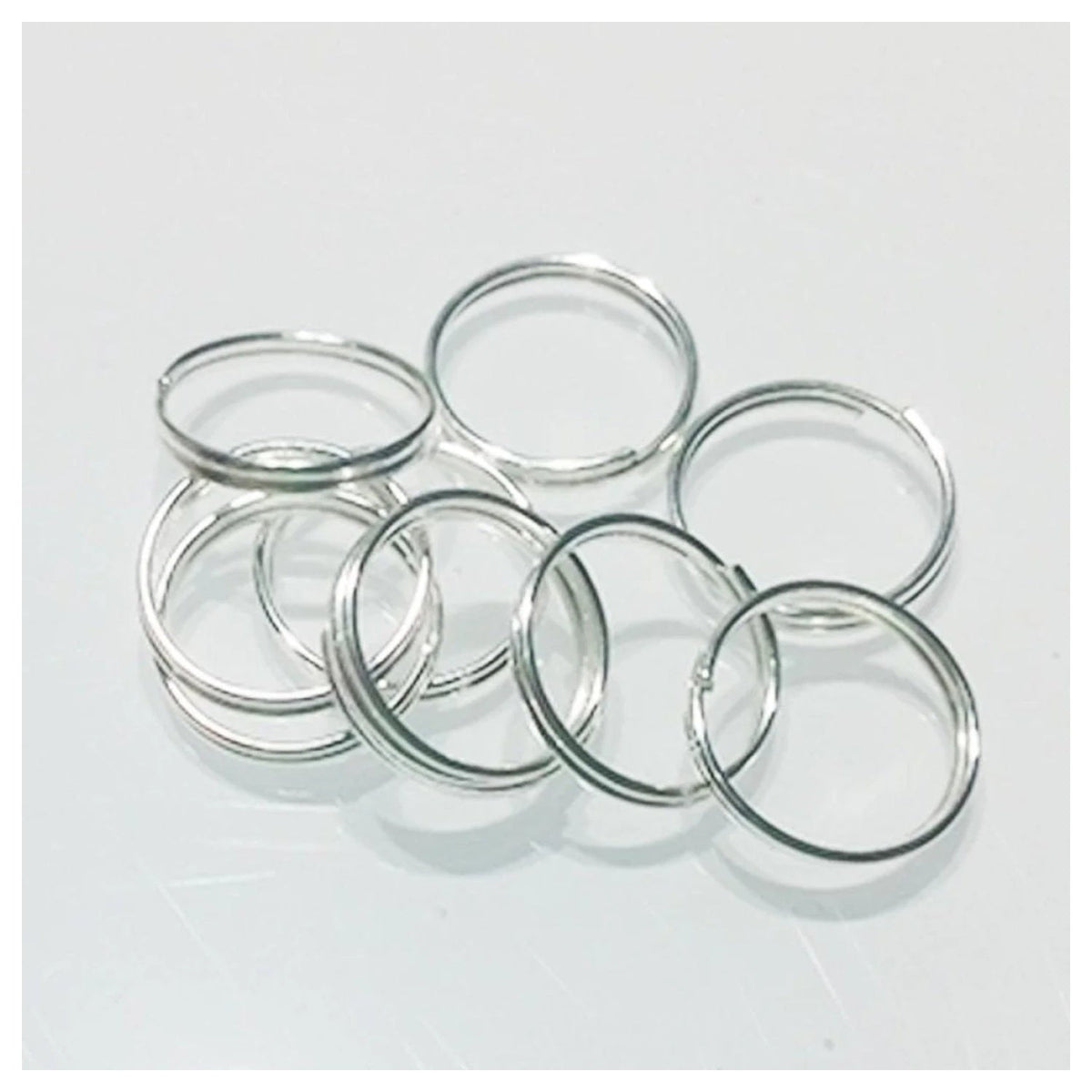 10x 8mm Light Silver Split Key Rings