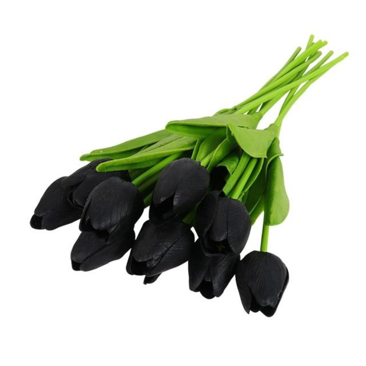 10 Artificial Tulip Flowers 35cm Stem Bouquet – Black
