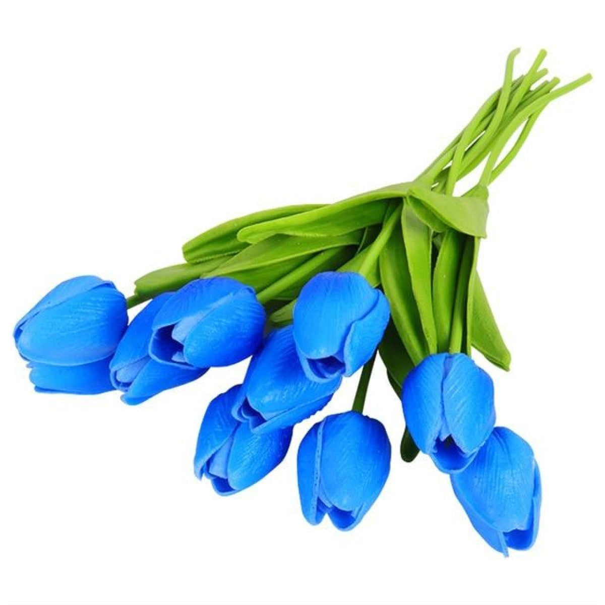 10 Artificial Tulip Flowers 35cm Stem Bouquet – Blue