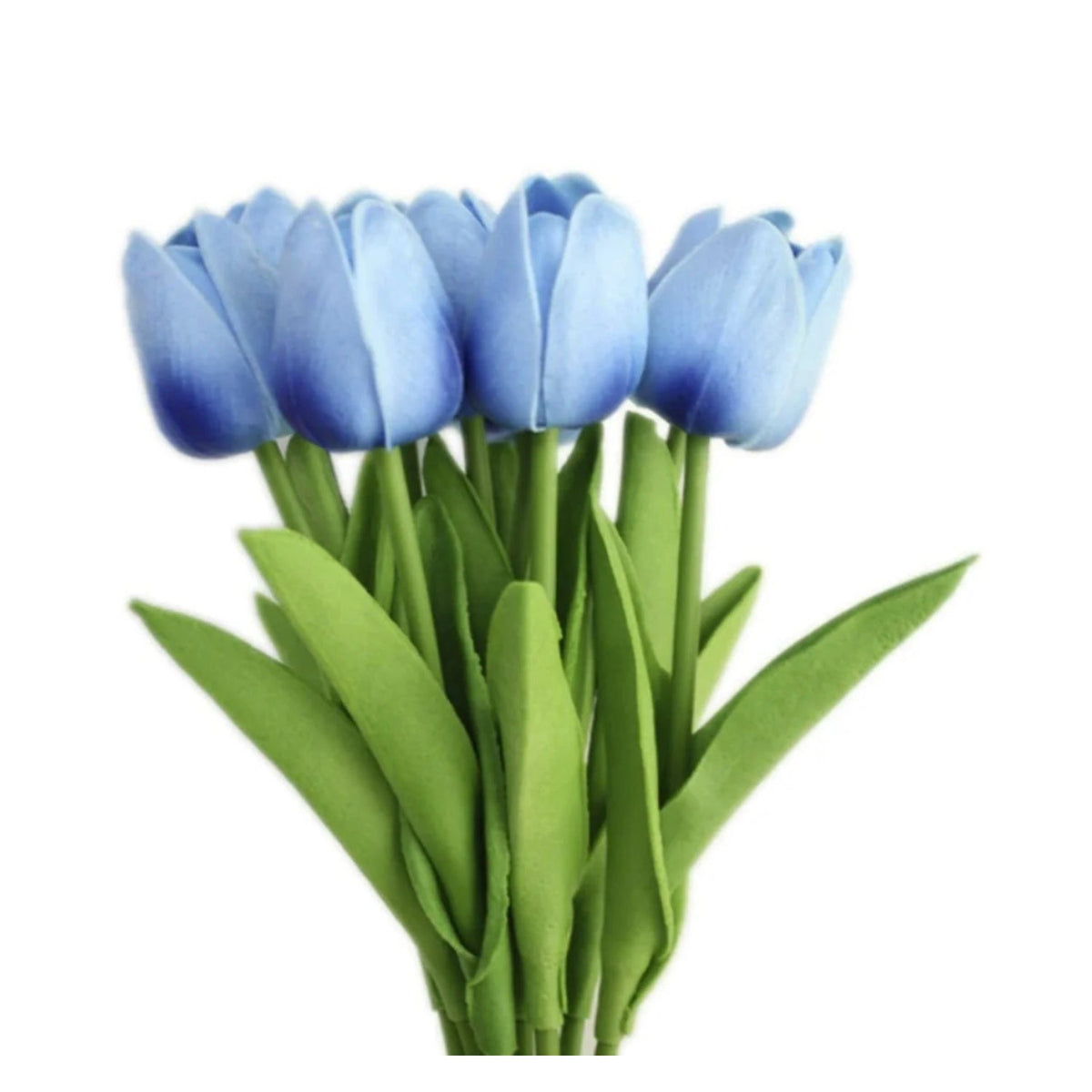 10 Artificial Tulip Flowers 35cm Stem Bouquet – Blue Shades