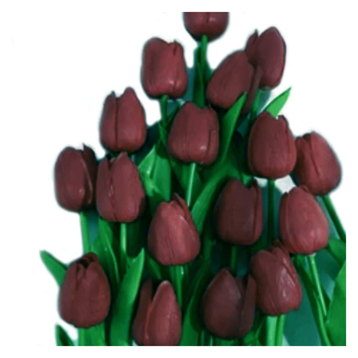 10 Artificial Tulip Flowers 35cm Stem Bouquet – Burgundy