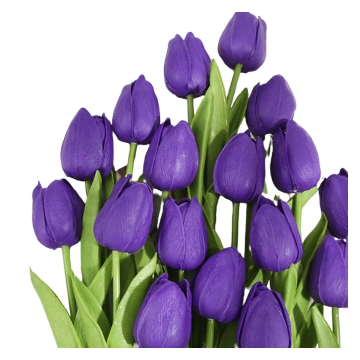 10 Artificial Tulip Flowers 35cm Stem Bouquet – Dark Purple