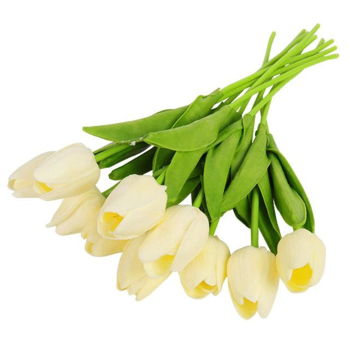 10 Artificial Tulip Flowers 35cm Stem Bouquet – Dark White